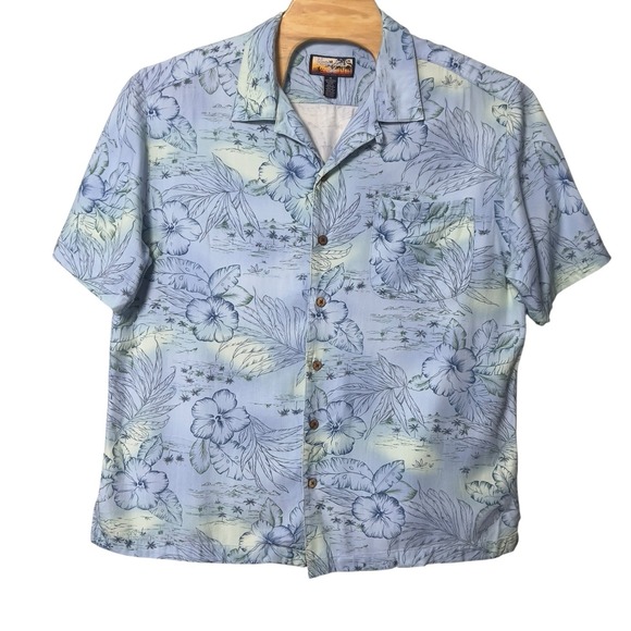 Havana Jack'S Cafe Other - Havana Jacks‎ Cafe XL Hawaiian Camp Shirt Aloha Blue Hibiscus Tropical Floral